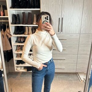 Cream mock neck top